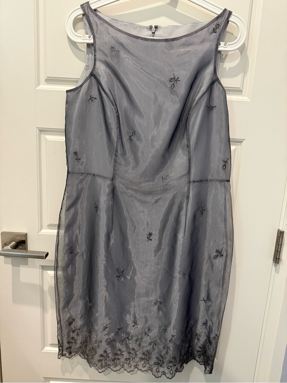 NEXT Silver-Grey Embroidered Midi Dress